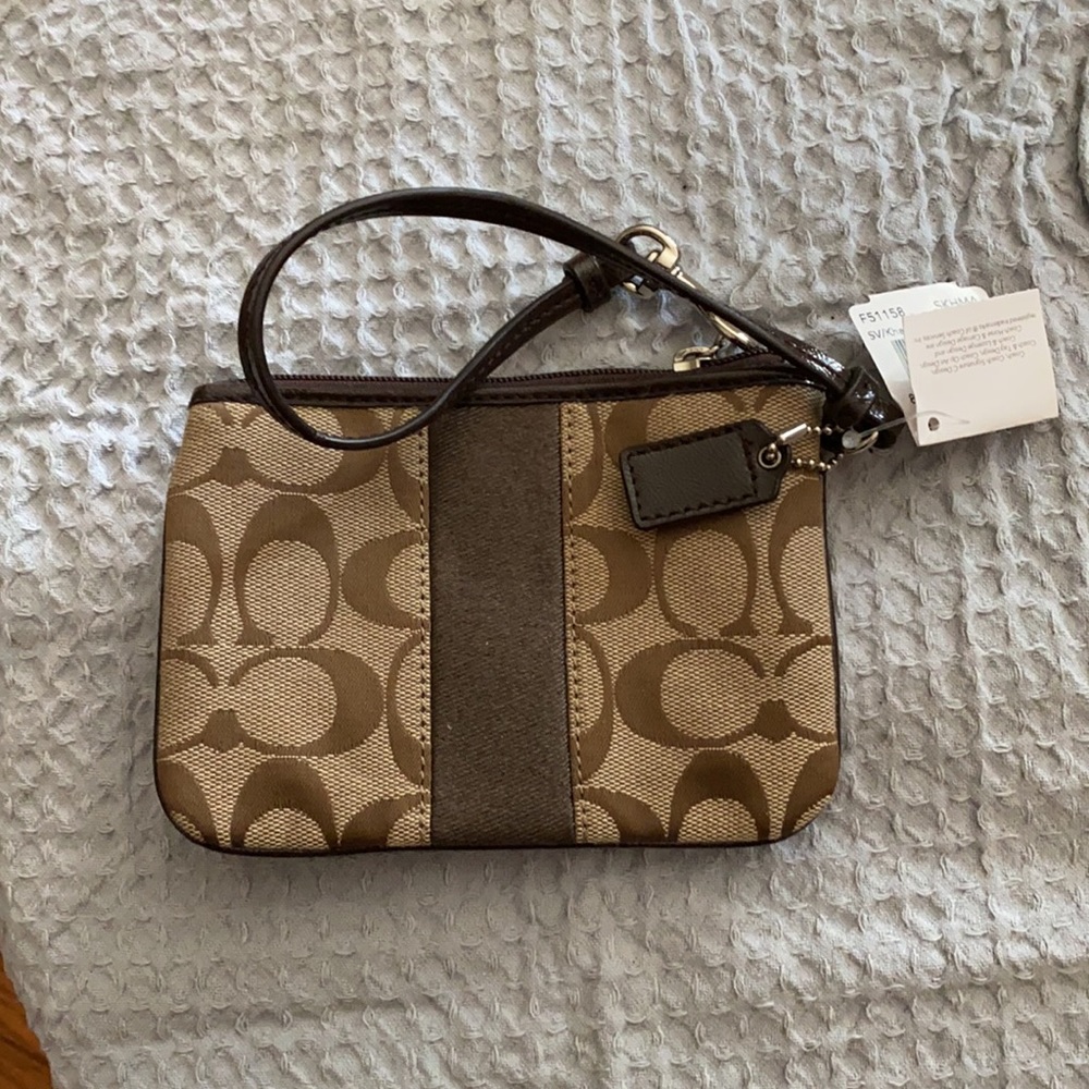 NWT Coach Signature C Stripe Khaki Jacquard Mahogany - Picture 3 of 4